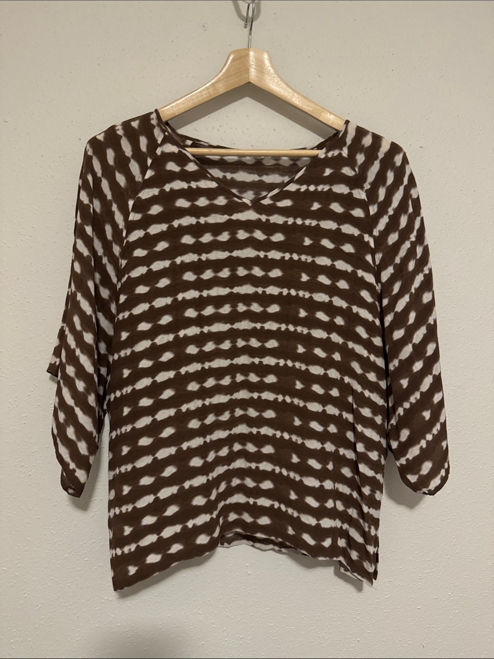 Westbound Women’s Size Large Brown And White Blouse Top